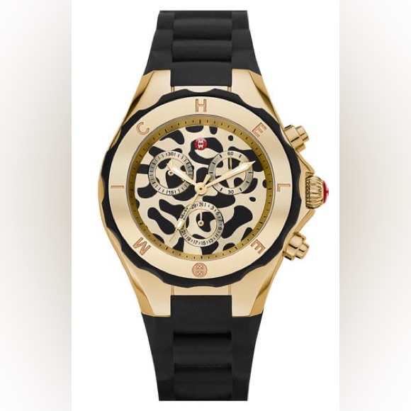 Michele Accessories - Animal Print Gold and Black Michele Watch